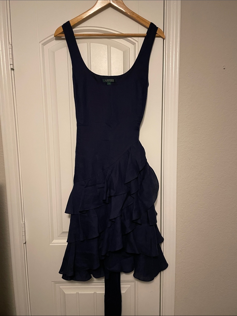 Lauren Ralph Lauren Navy  Ruffle Dress size 8